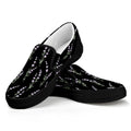 Lavender Flowers Pattern Print Black Slip On Sneakers