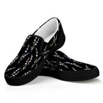 Lavender Flowers Pattern Print Black Slip On Shoes