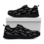 Lavender Flowers Pattern Print Black Sneakers