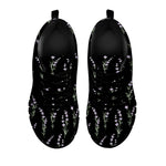 Lavender Flowers Pattern Print Black Sneakers