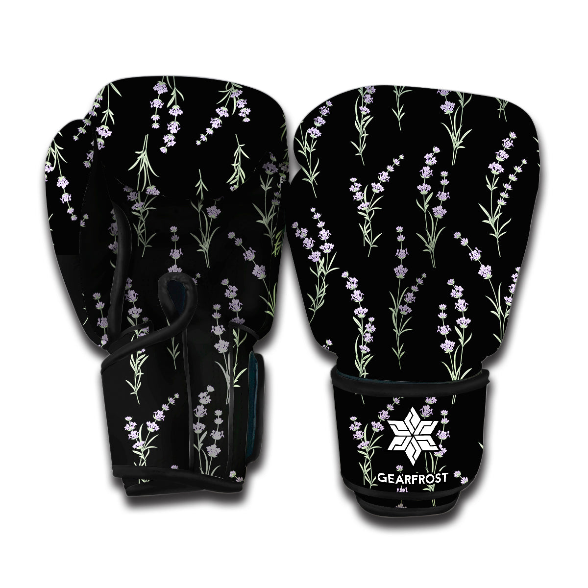 Lavender Flowers Pattern Print Boxing Gloves