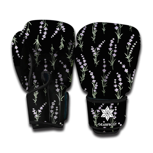 Lavender Flowers Pattern Print Boxing Gloves
