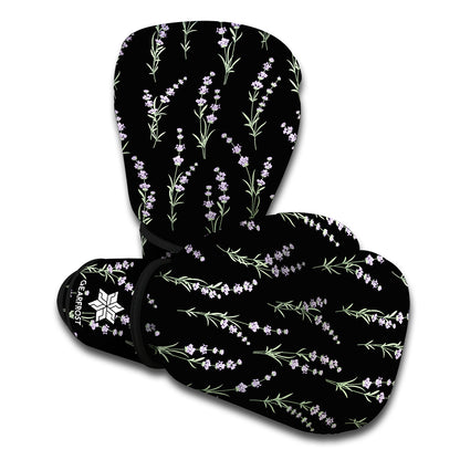 Lavender Flowers Pattern Print Boxing Gloves