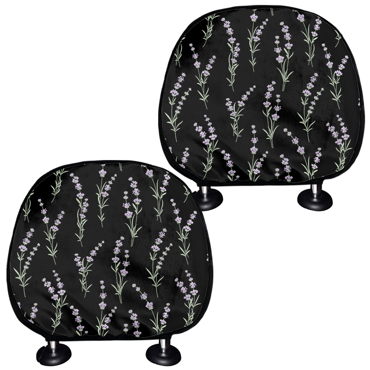 Lavender Flowers Pattern Print Car Headrest Covers