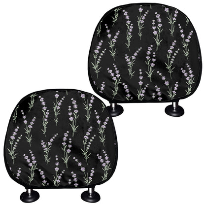 Lavender Flowers Pattern Print Car Headrest Covers
