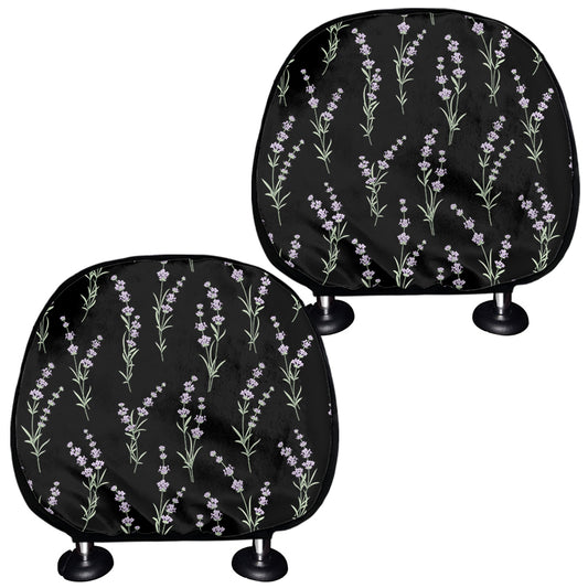 Lavender Flowers Pattern Print Car Headrest Covers