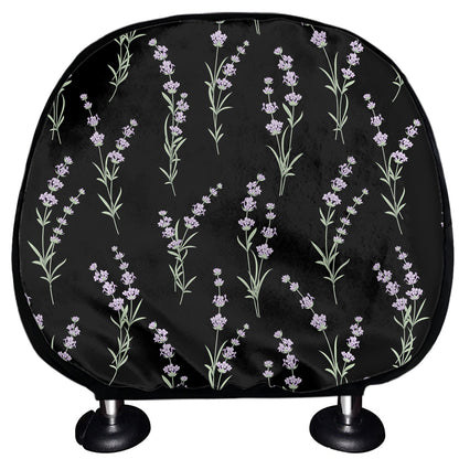 Lavender Flowers Pattern Print Car Headrest Covers