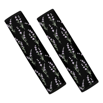 Lavender Flowers Pattern Print Car Seat Belt Covers