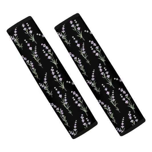 Lavender Flowers Pattern Print Car Seat Belt Covers