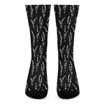 Lavender Flowers Pattern Print Crew Socks