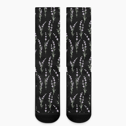 Lavender Flowers Pattern Print Crew Socks