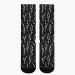 Lavender Flowers Pattern Print Crew Socks