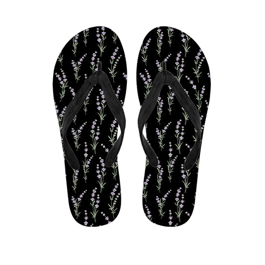 Lavender Flowers Pattern Print Flip Flops