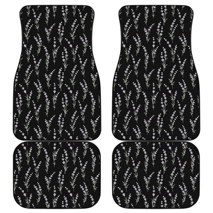 Lavender Flowers Pattern Print Front and Back Car Floor Mats