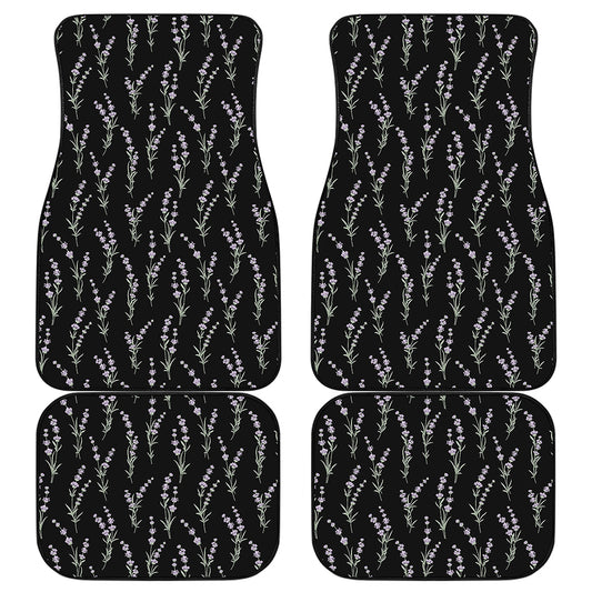 Lavender Flowers Pattern Print Front and Back Car Floor Mats