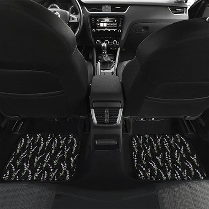 Lavender Flowers Pattern Print Front and Back Car Floor Mats
