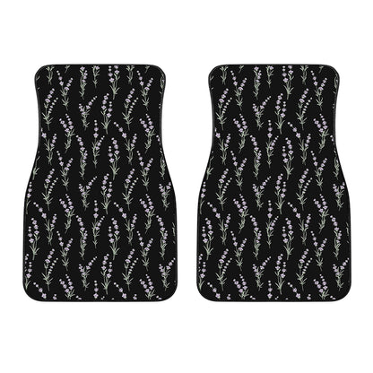 Lavender Flowers Pattern Print Front Car Floor Mats