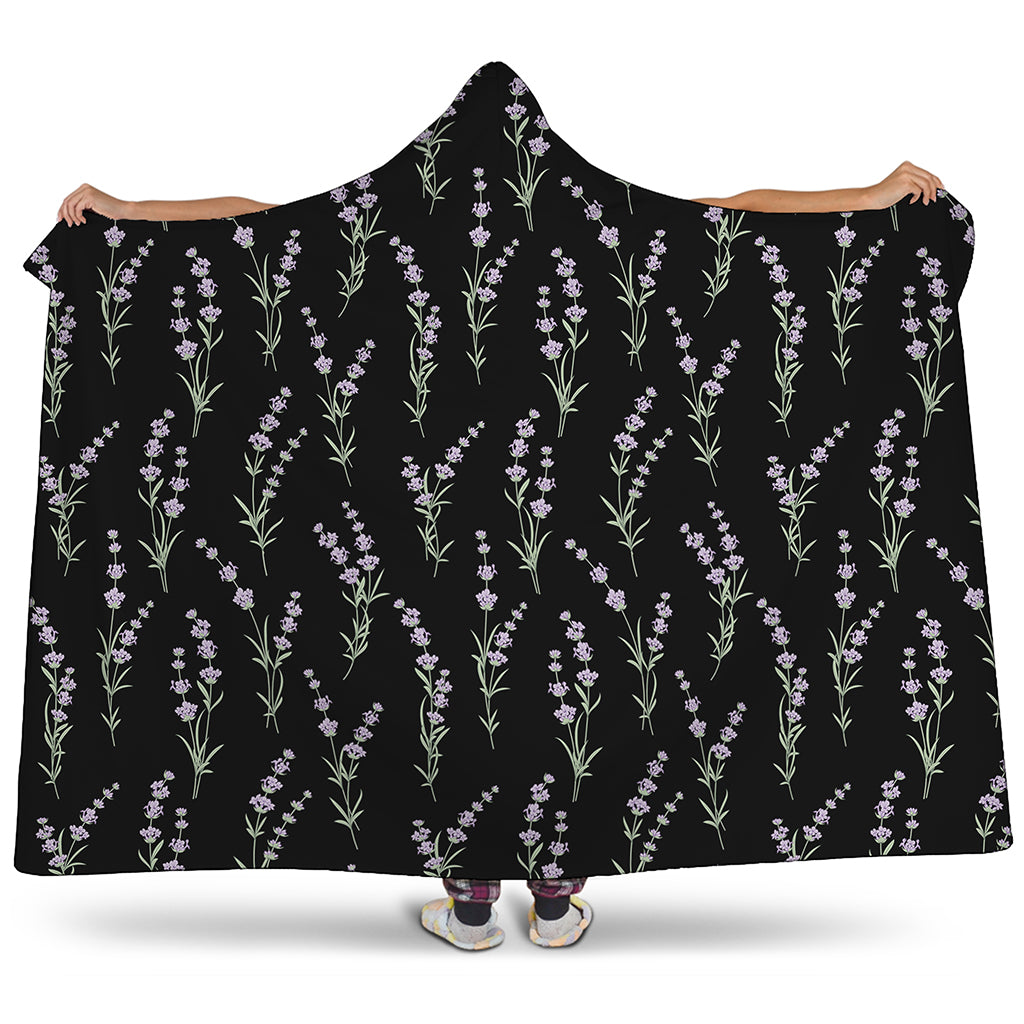 Lavender Flowers Pattern Print Hooded Blanket