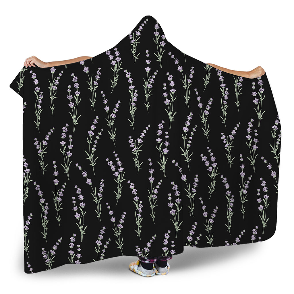 Lavender Flowers Pattern Print Hooded Blanket