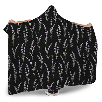 Lavender Flowers Pattern Print Hooded Blanket