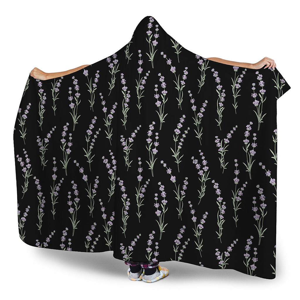 Lavender Flowers Pattern Print Hooded Blanket