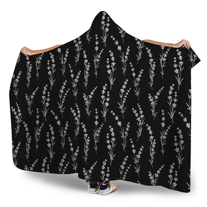 Lavender Flowers Pattern Print Hooded Blanket