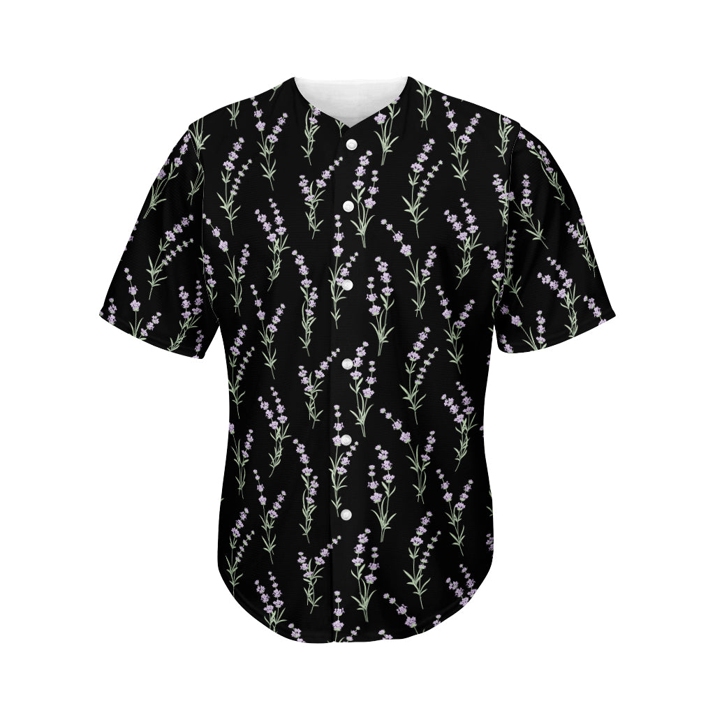 Lavender Flowers Pattern Print Men's Baseball Jersey