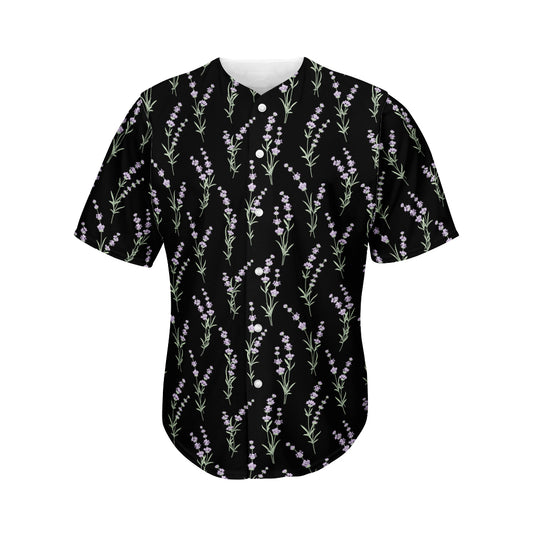 Lavender Flowers Pattern Print Men's Baseball Jersey