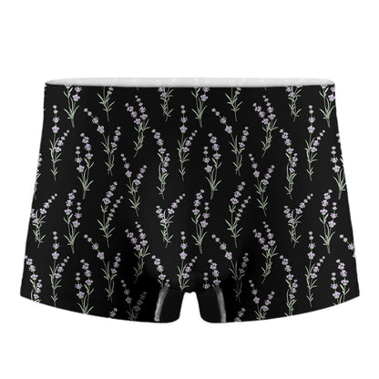 Lavender Flowers Pattern Print Men's Boxer Briefs