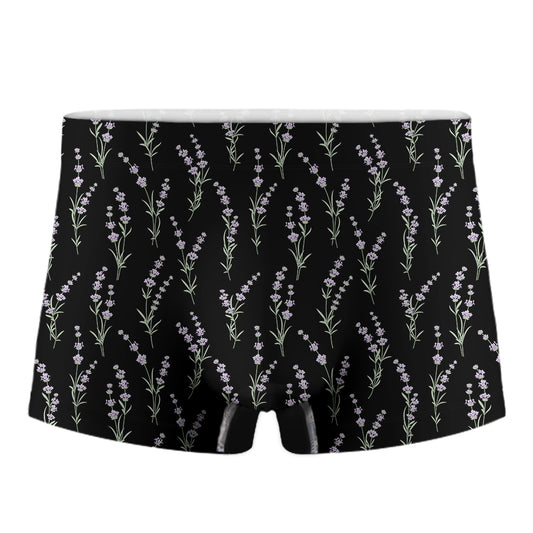 Lavender Flowers Pattern Print Men's Boxer Briefs
