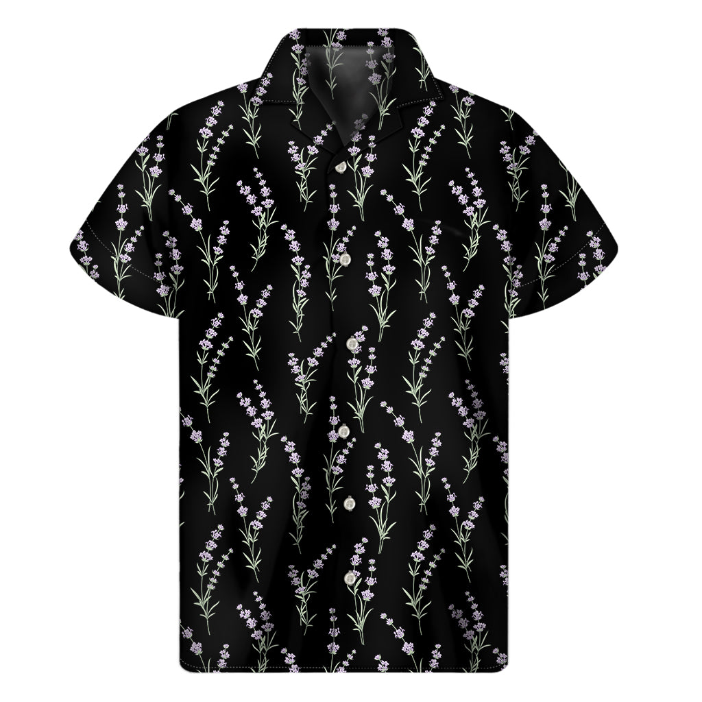 Lavender Flowers Pattern Print Men's Short Sleeve Shirt