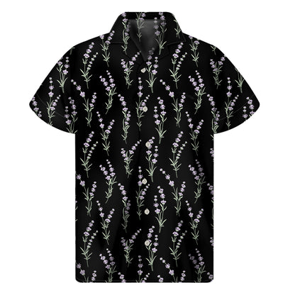 Lavender Flowers Pattern Print Men's Short Sleeve Shirt