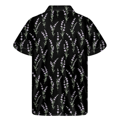 Lavender Flowers Pattern Print Men's Short Sleeve Shirt