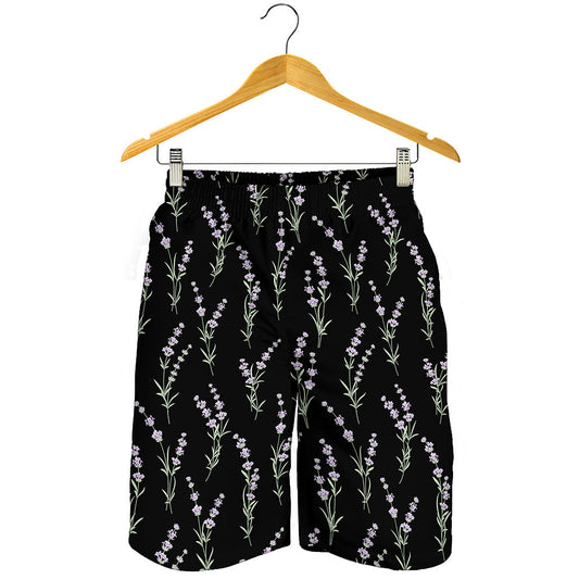 Lavender Flowers Pattern Print Men's Shorts