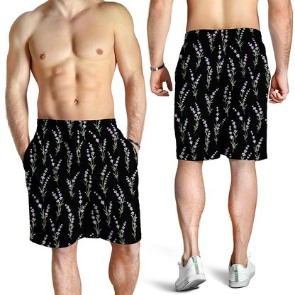 Lavender Flowers Pattern Print Men's Shorts