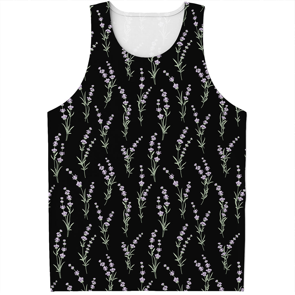 Lavender Flowers Pattern Print Men's Tank Top