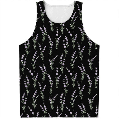 Lavender Flowers Pattern Print Men's Tank Top