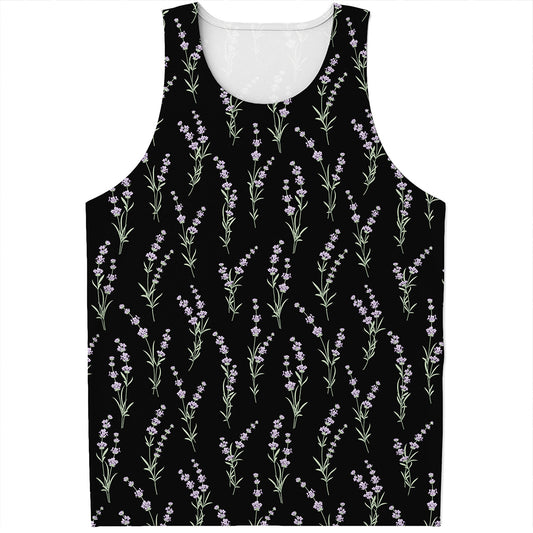 Lavender Flowers Pattern Print Men's Tank Top