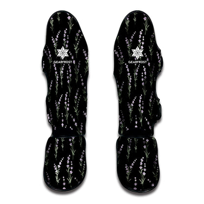 Lavender Flowers Pattern Print Muay Thai Shin Guard
