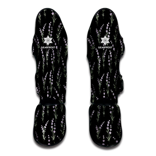 Lavender Flowers Pattern Print Muay Thai Shin Guard