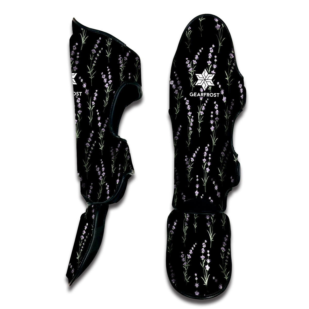 Lavender Flowers Pattern Print Muay Thai Shin Guard