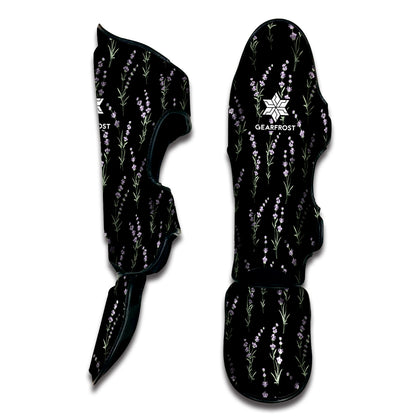 Lavender Flowers Pattern Print Muay Thai Shin Guard