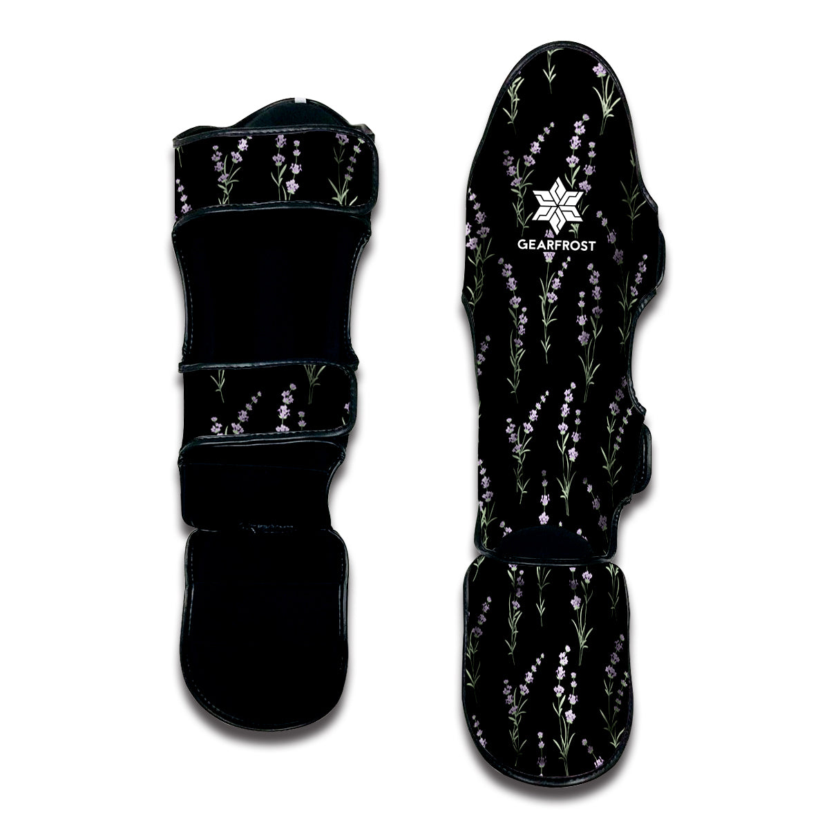 Lavender Flowers Pattern Print Muay Thai Shin Guard