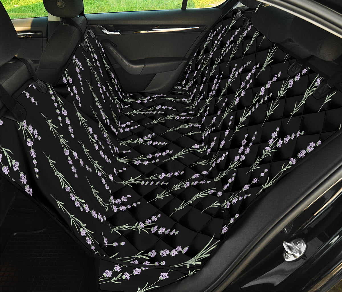 Lavender Flowers Pattern Print Pet Car Back Seat Cover