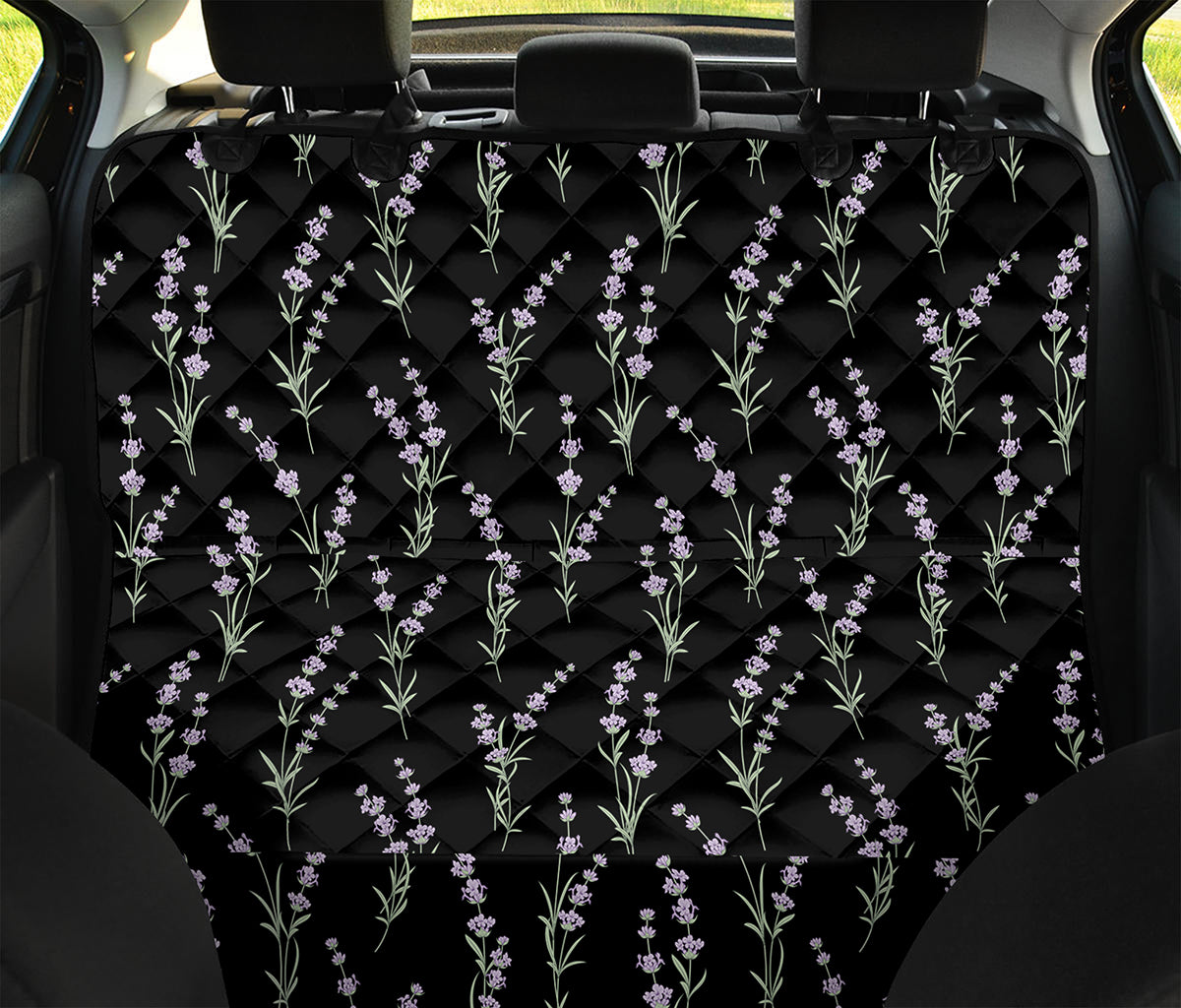 Lavender Flowers Pattern Print Pet Car Back Seat Cover