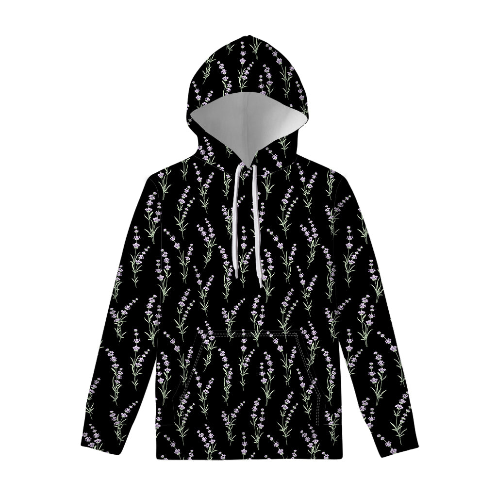 Lavender Flowers Pattern Print Pullover Hoodie