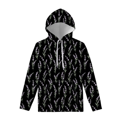 Lavender Flowers Pattern Print Pullover Hoodie