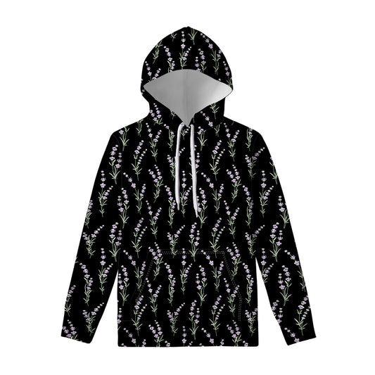 Lavender Flowers Pattern Print Pullover Hoodie