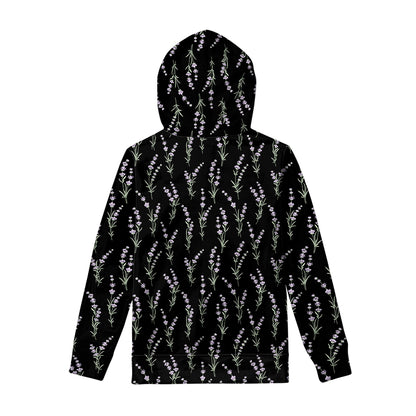 Lavender Flowers Pattern Print Pullover Hoodie