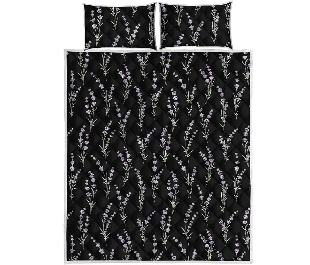 Lavender Flowers Pattern Print Quilt Bed Set